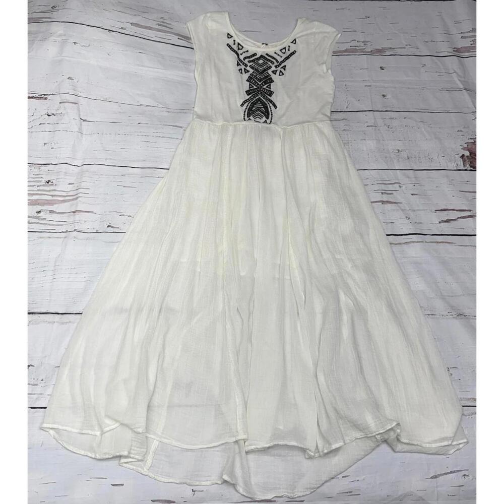 Free People Maxi Dress Embroidered Cotton Ivory Medium Boho Festival - Picture 3 of 10